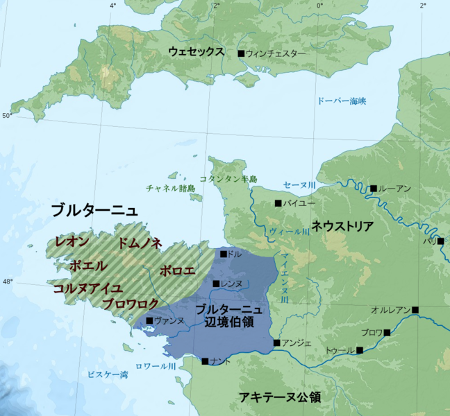 ファイル:ブルターニュ辺境伯領とブルターニュ諸勢力.png